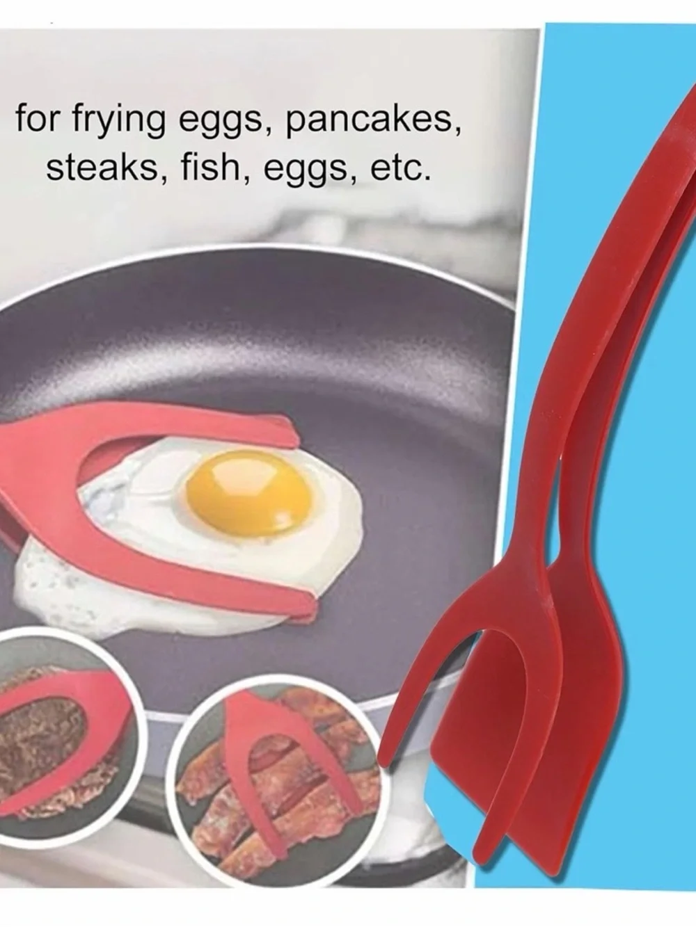 Red Silicone Turner Spatula Tong